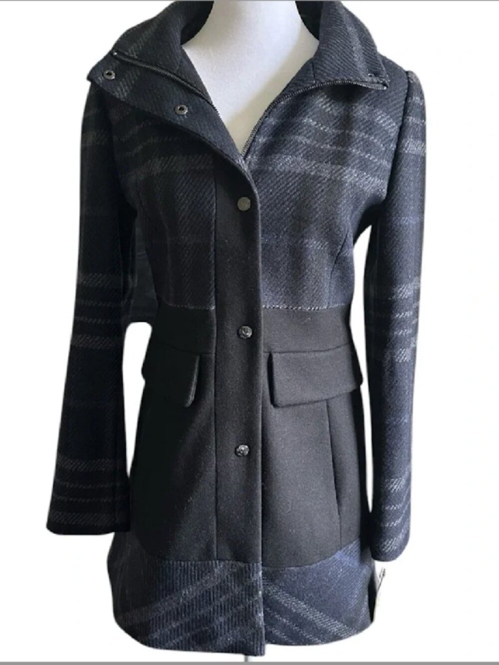 Guess Plaid Coat - Size Small